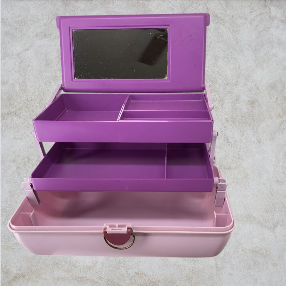 VINTAGE CABOODLE CASE -- 1980's Make Up Case, Purple/Pink, Original Owner - Picture 10 of 16